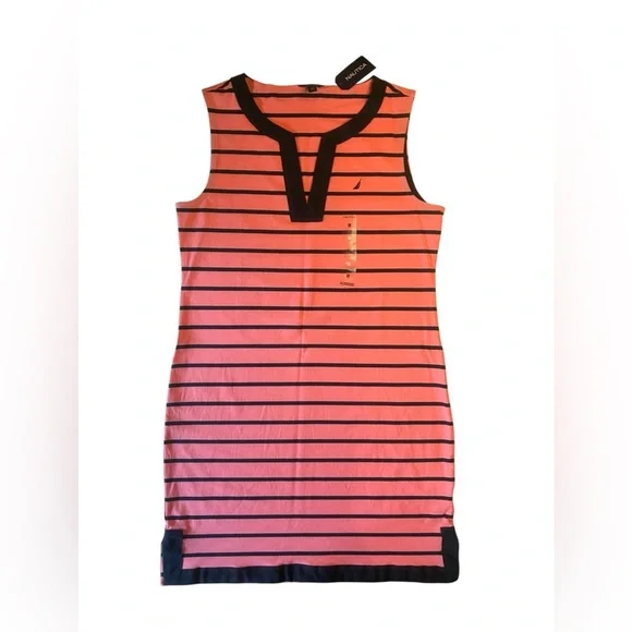 Nautica Women's Breton Sleeveless V-Neck Stretch Cotton Polo Dress, Size Medium - Picture 7 of 16